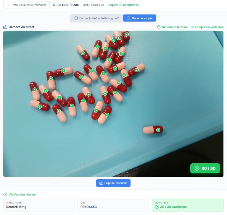 Comptage IA des comprimés